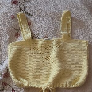 Yellow Crochet Tank Top LARGE